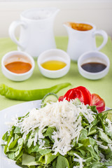 Green Healthy Salad with Cheese