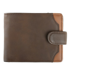 leather wallet brown leather on a white background