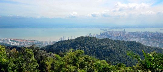 Fototapeta na wymiar Panorama view from Penang hill