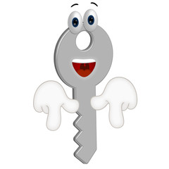 Funny key cartoon illustration locksmith comic