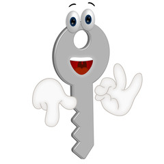 Funny key cartoon illustration locksmith comic