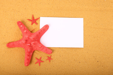 Red starfish and card