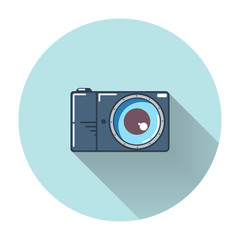 Photo or camera icon with long shadow.