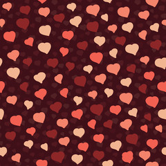 Small Pink Hearts on a Brown Background. Seamless vector pattern