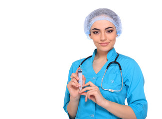 Medical doctor with syringe
