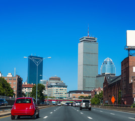 Fototapeta na wymiar Boston downtown street traffic Massachusetts