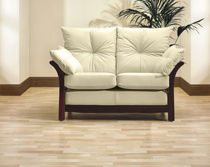 Leather sofa in room