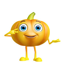 Pumpkin character with presentation pose