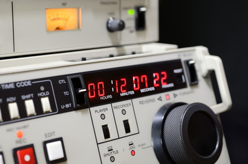 Professional video recorder. Betacam SP format. Control panel.