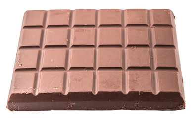 Dark brown chocolate bars over white background