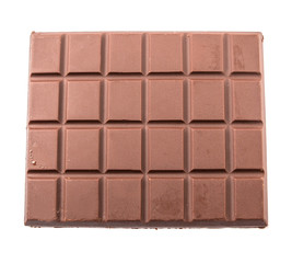 Dark brown chocolate bars over white background