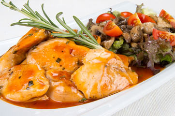 Chicken with mushrooms and vegetables