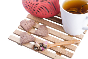 Cup of tea with teapot