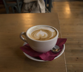capuccino coffee heart low light