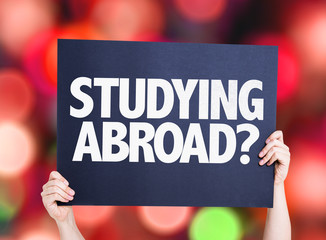 Studying Abroad? card with bokeh background