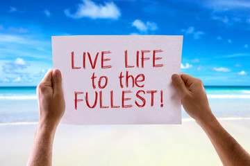 Live Life to the Fullest card with beach background