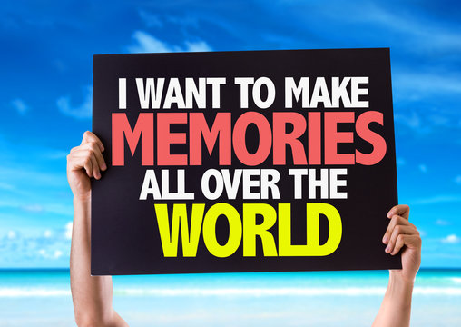 I Want to Make Memories All Over the World card with beach