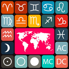 Zodiac - Horoscope Rounded Square Vector Icons Set