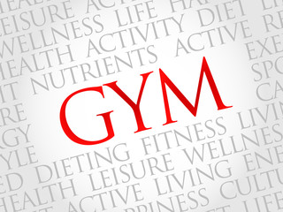 Gym word cloud, health concept