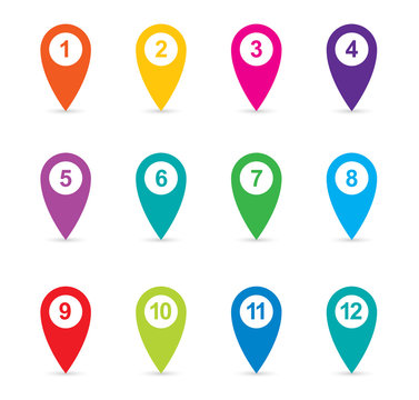 set of colorful map pointers, map pin icons