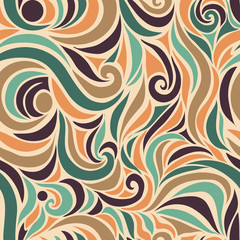 Wave vector seamless hand drawn pattern
