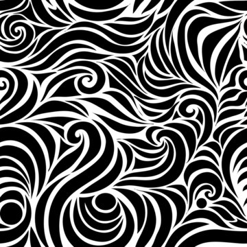 Wave vector seamless hand drawn pattern