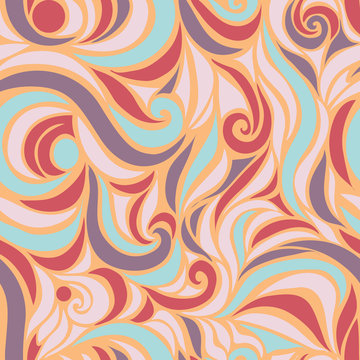 Wave vector seamless hand drawn pattern