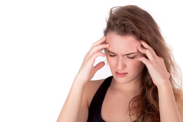 Young woman have headache problem