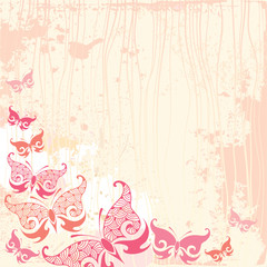 Vintage background with butterfly in pink