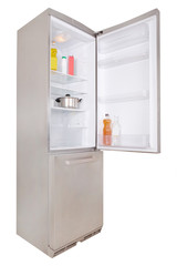 Stainless steel refrigerator -  door is open