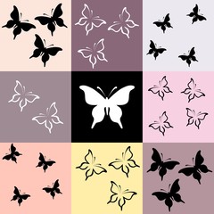 Seamless colored mosaic with butterfly