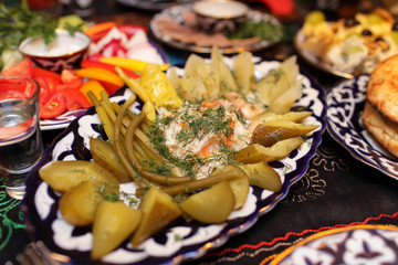 Plate with marinated vegetables