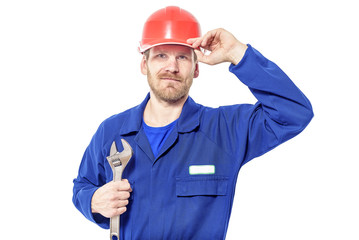 Worker with wrench