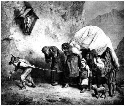 Poor Peasants : Refugees - 19th century