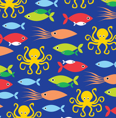 Naklejka premium squid and octopus