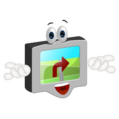 Funny navigation system route car cartoon comic