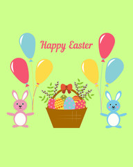 Card for Happy Easter in the Flat Stile