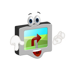Funny navigation system route car cartoon comic