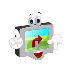 Funny navigation system route car cartoon comic
