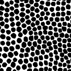 Abstract Black & White Hand Drawn Polka Dots Pattern Background