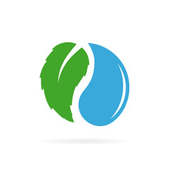Vector water and leaf logo design