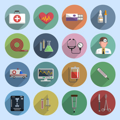 Multicolored medicine icon flat