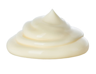 Handful of mayonnaise isolated on white background.