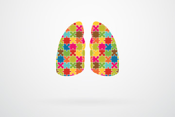 Human Lungs Jigsaw Puzzle Pieces Abstract Vector