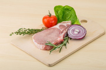 Raw pork steak