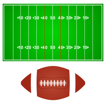 American football field with ball