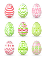 Easter eggs on the white background.