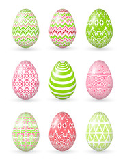 Easter eggs on the white background.