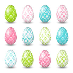 Easter eggs on the white background.