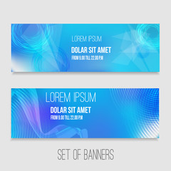Vector set of abstract technology banners with modern background